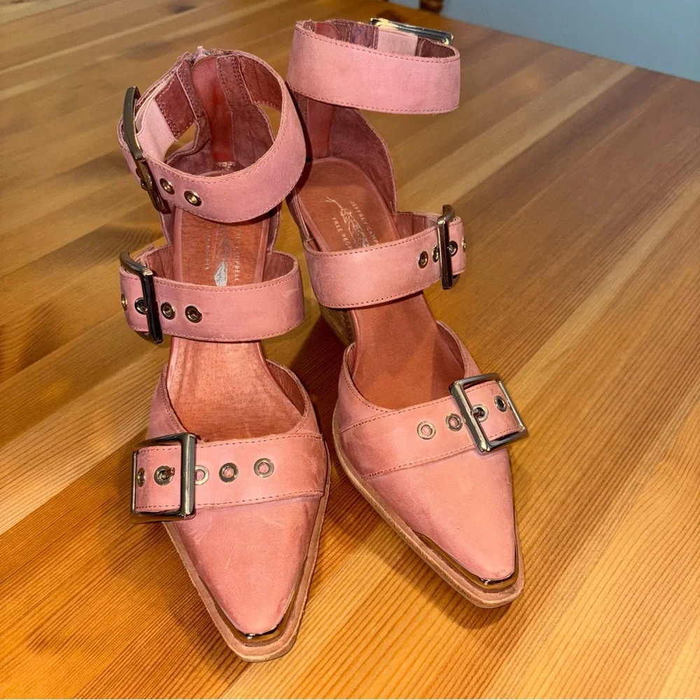 Free People Jeffrey Campbell Hendrix Heels Rose Pink Matte Leather Size 8 dress - Picture 3 of 9